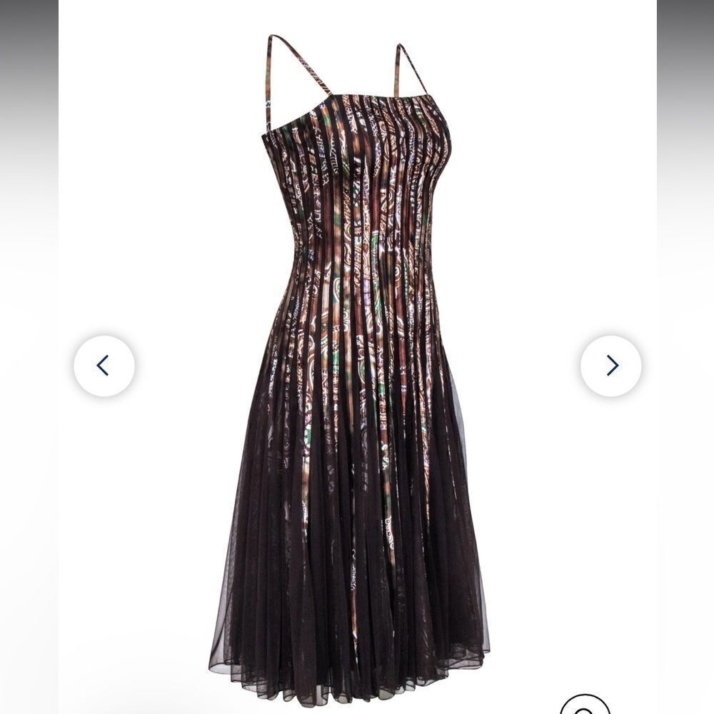 Cache vintage 90’s midi cocktail dress brown sexy back zip US 6 - Picture 4 of 12